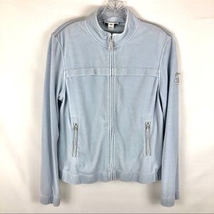 St.John Sport Jacket Blue Velvet Zip-Up Small